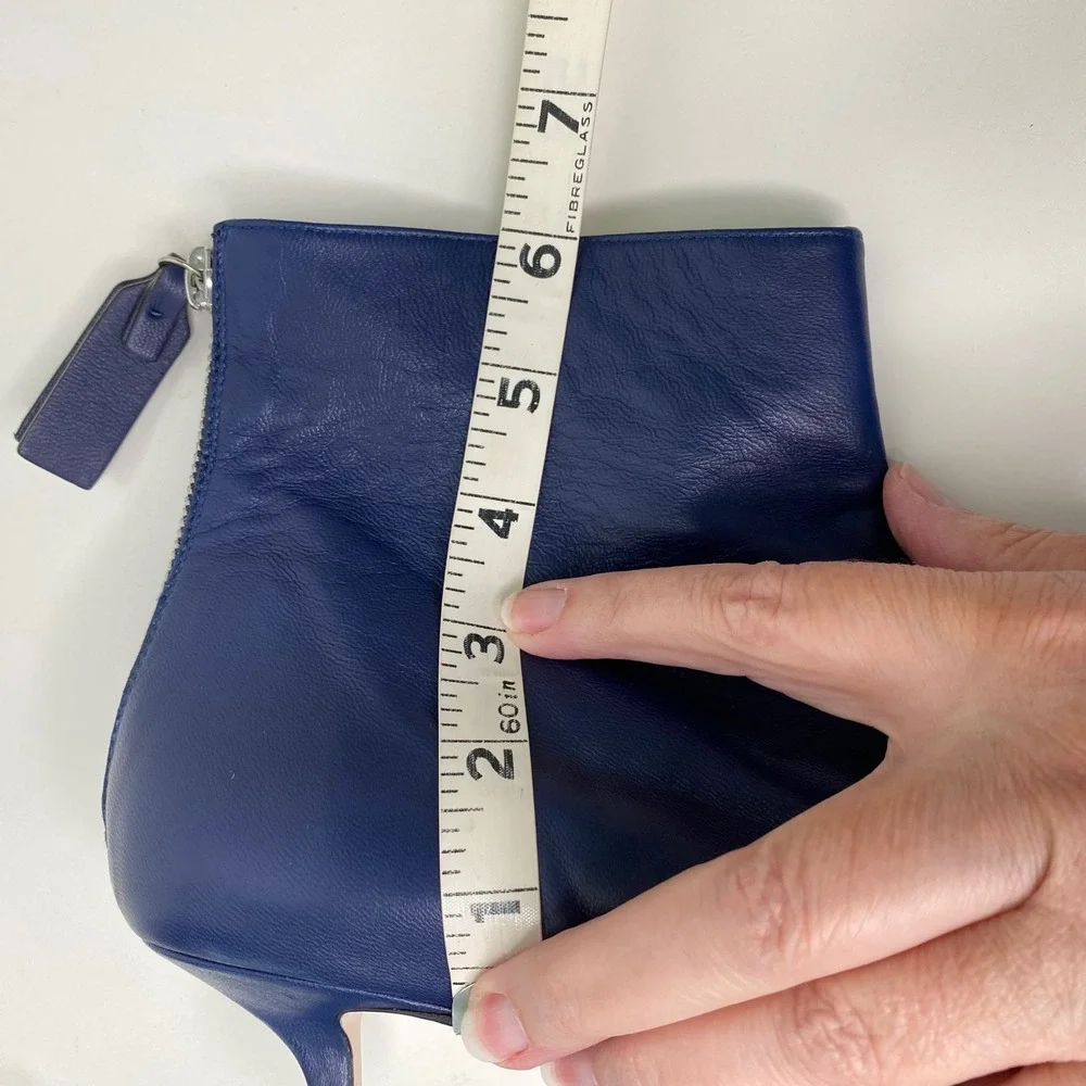 Stuart Weitzman Booties Royal Blue Leather Pointed Toe Kitten Heel Ankle Boots 9